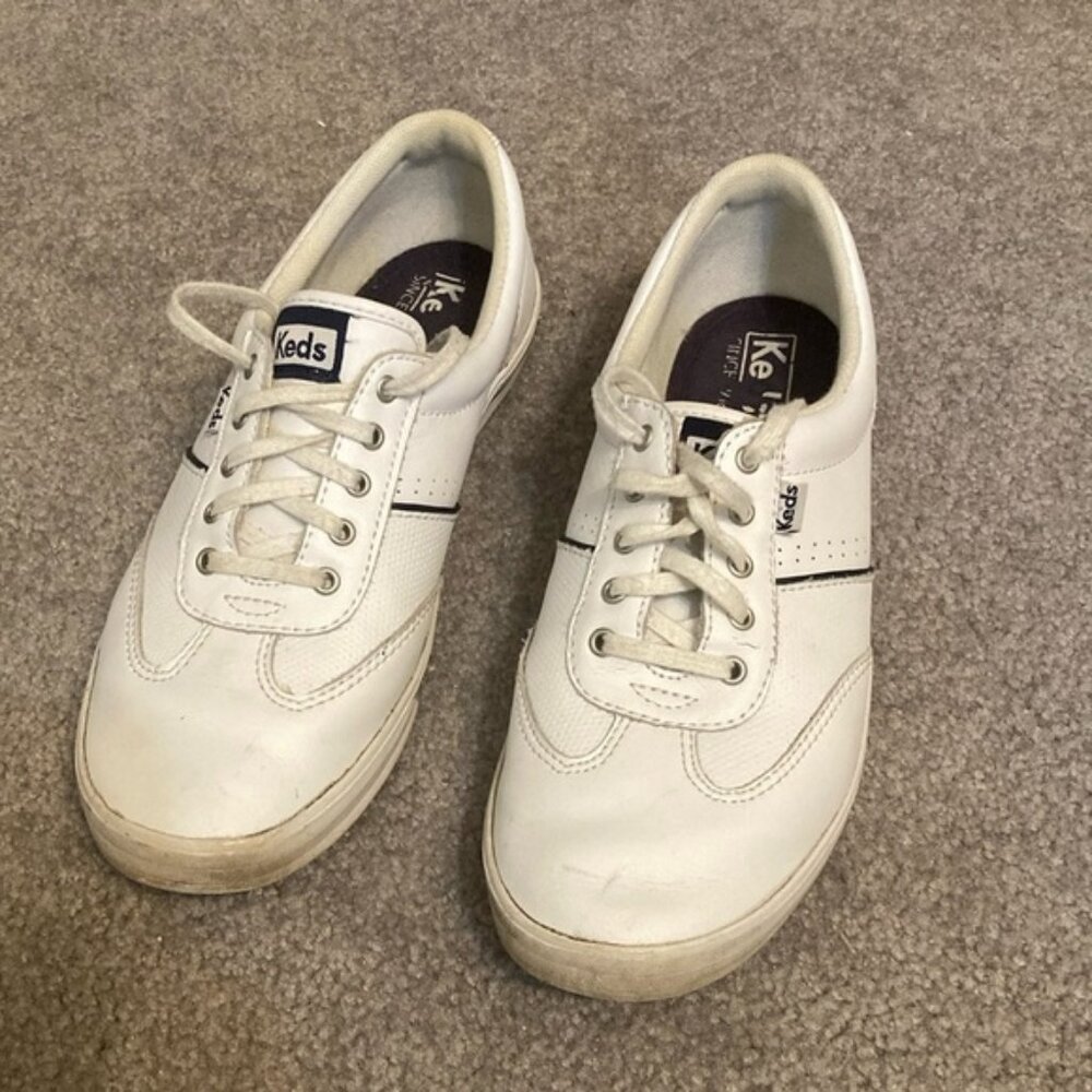 Keds Ortholite Women's Size 8.5 White Leather Flat Lace Up  Shoes